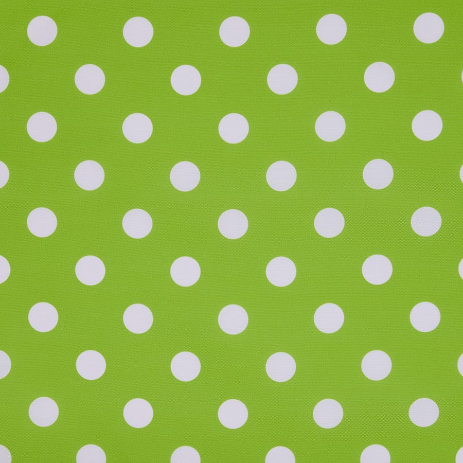 Specialty Polka Dots Lime with White tablecloth
